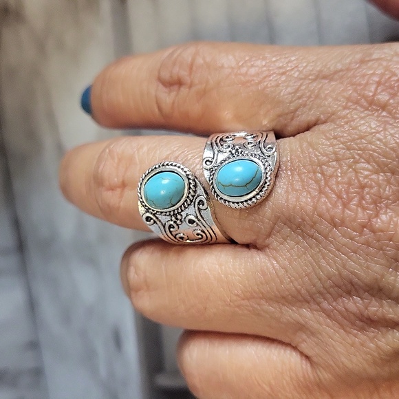 Vintage Bohemian Open Adjustable Ring Inlaid Gemstone For Women Fine Jewelry - Picture 12 of 16